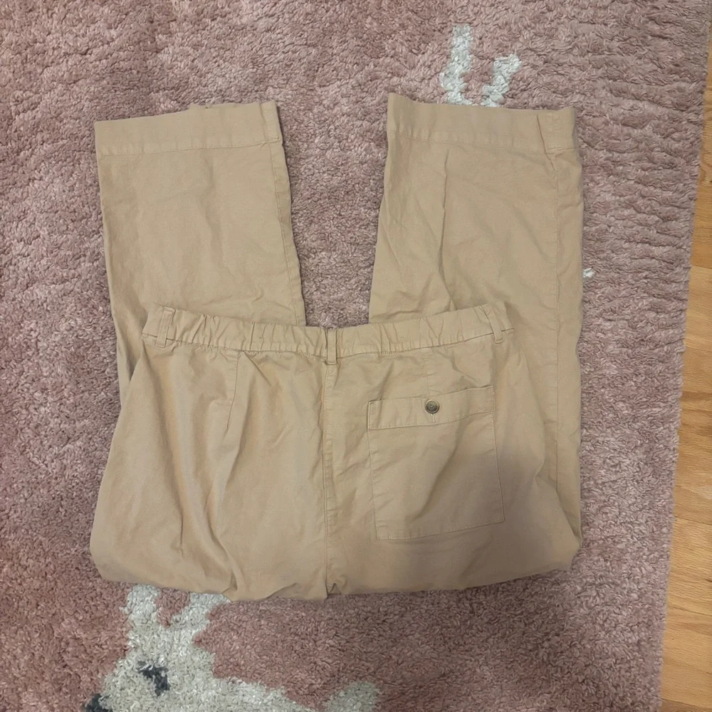 American Eagle High-Waisted Stovepipe Stretch Pants Womens SZ 12 Sort Tan wide - Picture 2 of 8